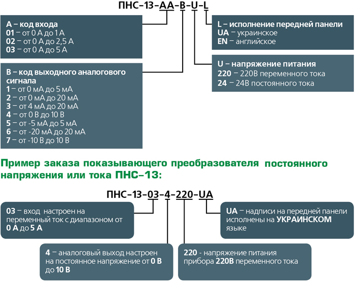 Структура условного обозначения ПНС-13