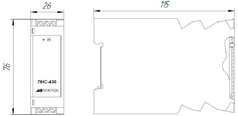 Габариты для преобразователя переменного тока ПНС-430