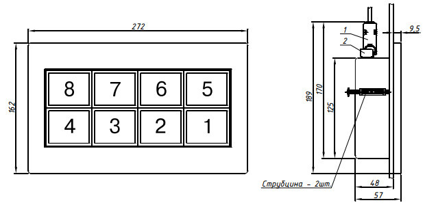 рис. 2 - Монтажный чертёж ТС-2-8-IP54, ТС-2-8-01-IP54