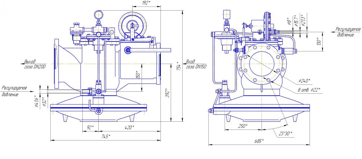 рис. 1 - Габаритные размеры РДГ-25,-50,-80,-150,-200