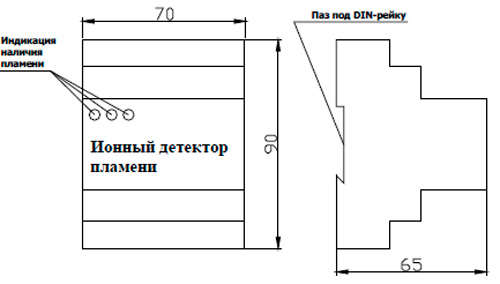 Рис.1. Габаритные размеры ионодатчика ИНД